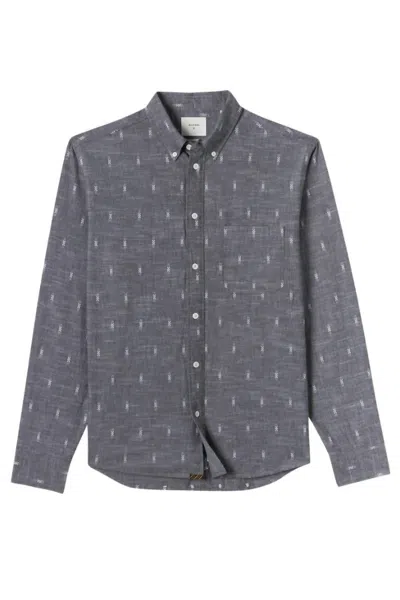 Billy Reid Men's Tuscumbia Shirt In Grey/ White In Multi