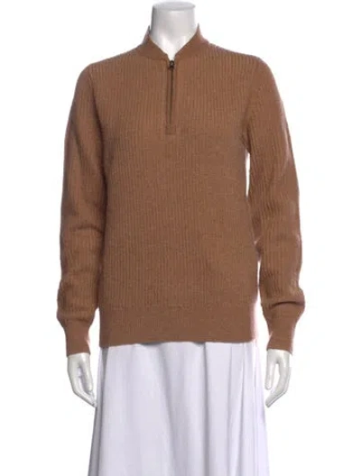 Pre-owned Billy Reid Merino Wool Mock Neck Sweater In Brown