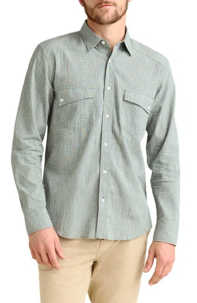 Billy Reid Micocheck Cotton Seersucker Button-up Shirt In Green