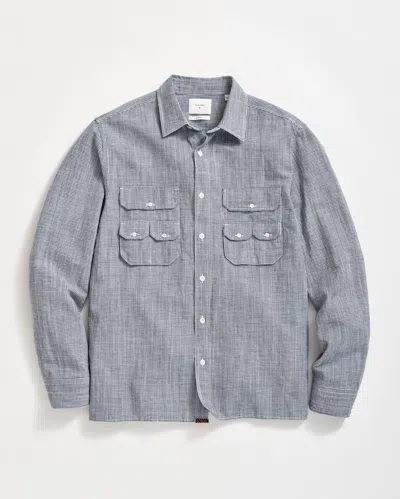 Billy Reid Creek Microcheck Button-up Shirt In Carbon Blue