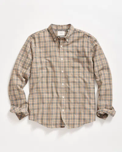 Billy Reid Micro-herringbone Plaid Tuscumbia Shirt Button-down In Scarab/barley