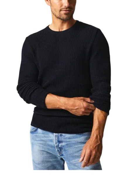 Billy Reid Regular Fit Waffle Crewneck Pullover In Black