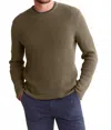 Billy Reid Mini Waffle Crewneck Sweater In Olive In Gray