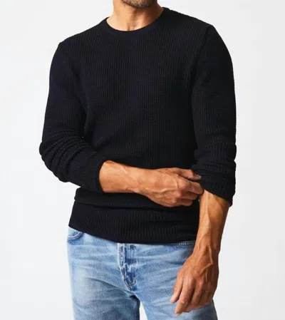 Billy Reid Mini Waffle Crew Top In Midnight In Charcoal