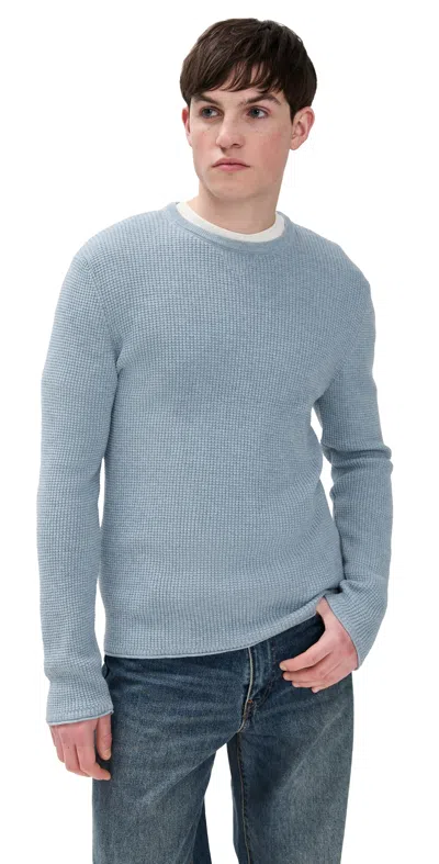 Billy Reid Mini Waffle Crew Washed French Blue