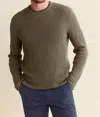 Billy Reid Mini Waffle Crewneck Sweater In Olive In Gray