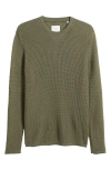 Billy Reid Mini Waffle Crewneck T-shirt In Olive