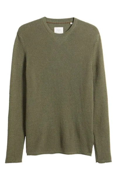 Billy Reid Mini Waffle Crewneck T-shirt In Olive
