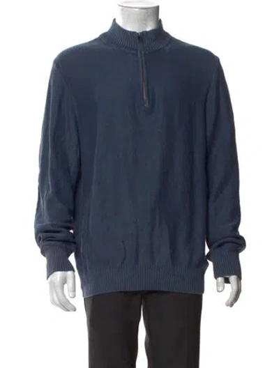 Pre-owned Billy Reid Mock Neck Long Sleeve Pullover In Blue