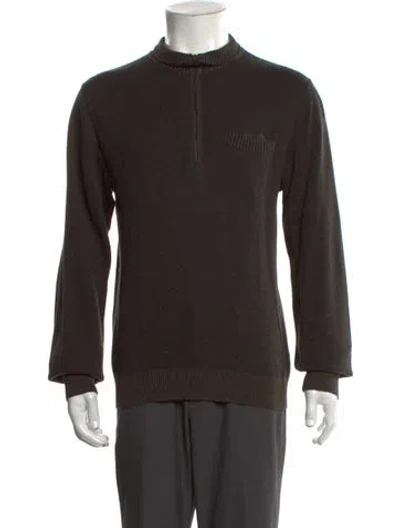 Pre-owned Billy Reid Mock Neck Long Sleeve Pullover In Brown