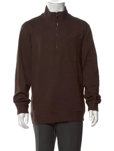 Pre-owned Billy Reid Mock Neck Long Sleeve Pullover In Brown