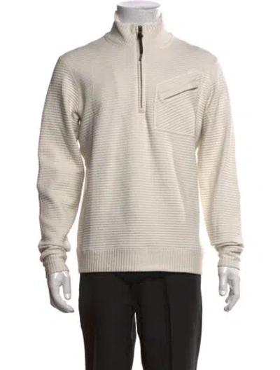 Pre-owned Billy Reid Mock Neck Long Sleeve Pullover In Neutrals