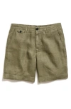 Billy Reid Moore Linen Shorts In Olive