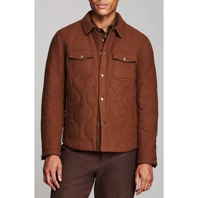 Billy Reid Onion Quilted Wool Blend Shirt Jacket In Oak Brown Heather