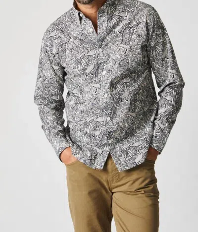 Billy Reid Pelican Beach Wilson Long Sleeve Shirt In White/black