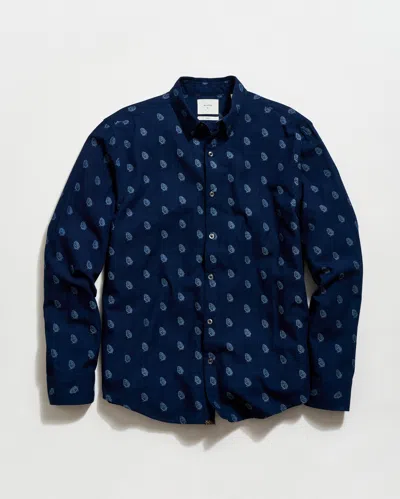 Billy Reid Pelican Paisley Jacquard Wilson Shirt In Blue