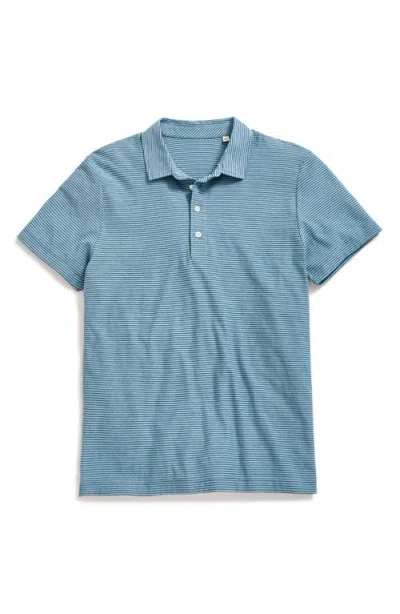 Billy Reid Pensacolo Stripe Polo In Steel Blue/carbon Blue