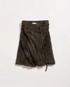 Billy Reid Perforated Suede Wrap Skirt In Evergreen