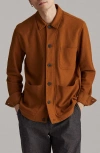 Billy Reid Piqué Chore Shirt Jacket In Brown