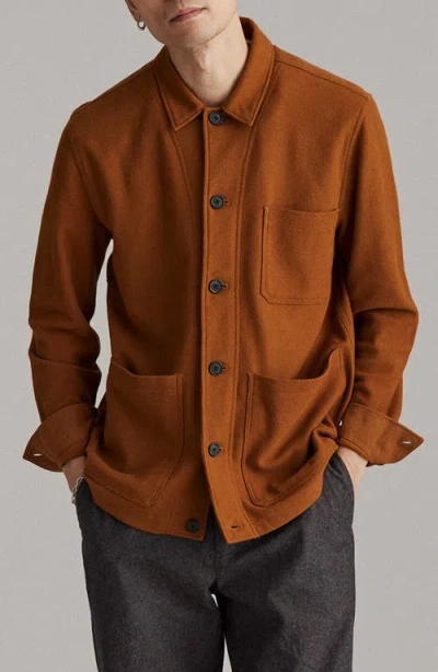 Billy Reid Piqué Chore Shirt Jacket In Brown