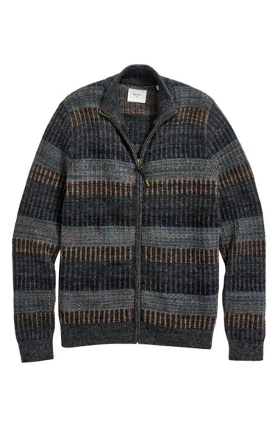 Billy Reid Plaid Baby Alpaca Blend Zip Cardigan In Silver Multi