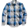 Billy Reid Large Scale Plaid Melange Tuscumbia Shirt Button Down In Blue