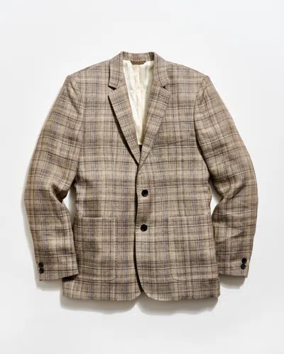 Billy Reid Plaid Linen Walton Jacket In Brown