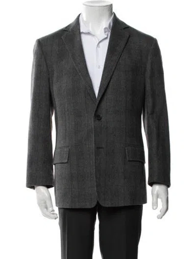 Pre-owned Billy Reid Plaid Print Blazer In Grey
