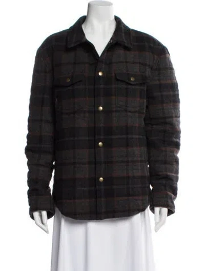 Pre-owned Billy Reid Plaid Print Coat In Black