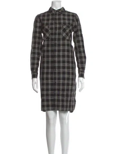 Pre-owned Billy Reid Plaid Print Knee-length Dress In Black
