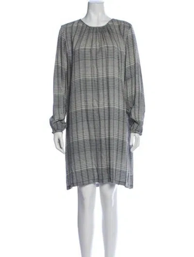 Pre-owned Billy Reid Plaid Print Knee-length Dress W/ Tags In Gray