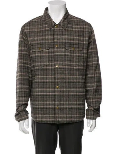 Pre-owned Billy Reid Plaid Print Utility Jacket In Neutral