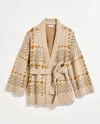 Billy Reid Plaid Wrap Cardigan In Camel/brown