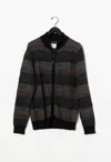 Billy Reid Plaid Zip Sweater In Silver Multi