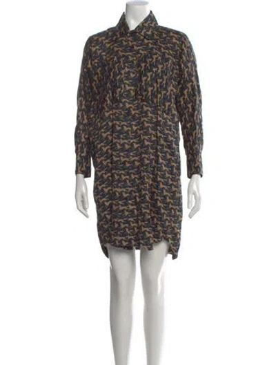 Pre-owned Billy Reid Printed Knee-length Dress In Brown