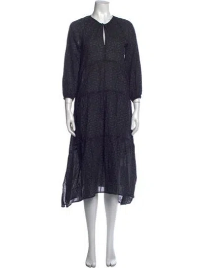 Pre-owned Billy Reid Printed Long Dress In Blue