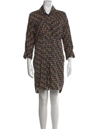 Pre-owned Billy Reid Printed Mini Dress In Brown