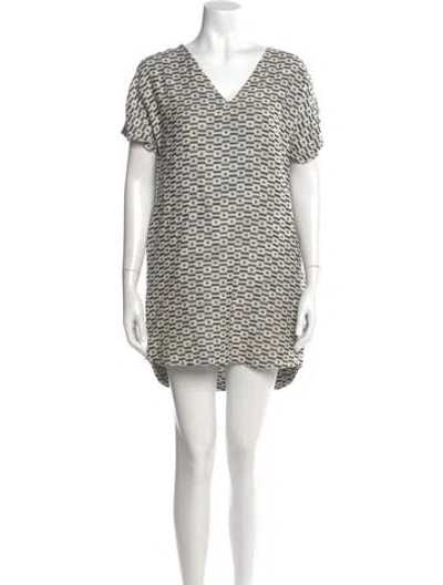 Pre-owned Billy Reid Printed Mini Dress In White