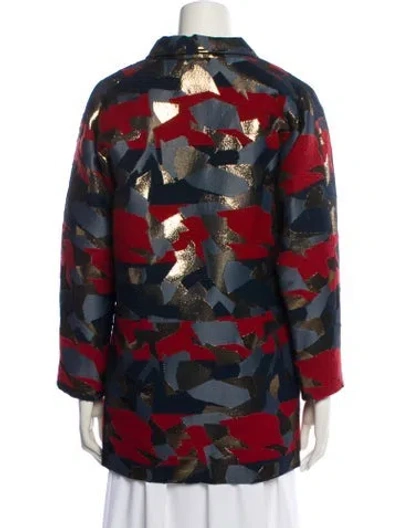 Pre-owned Billy Reid Printed Utility Jacket In Red