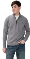 Billy Reid Quilted Half Zip Medium Grey In Medium Grey