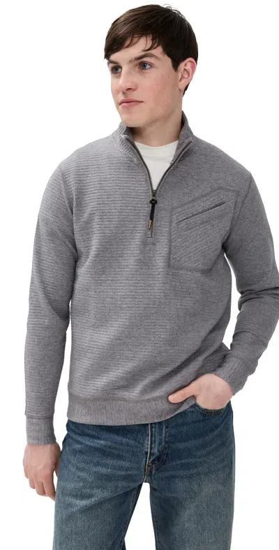 Billy Reid Quilted Half Zip Medium Grey