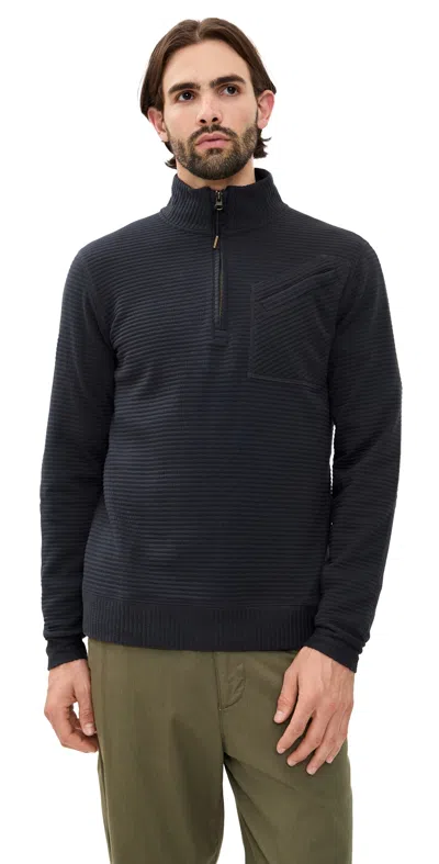 Billy Reid Quilted Half Zip Sweatshirt Dark Navy In Blue