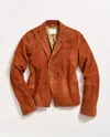 Billy Reid Raw Edge Suede Cropped Jacket In Bombay Brown