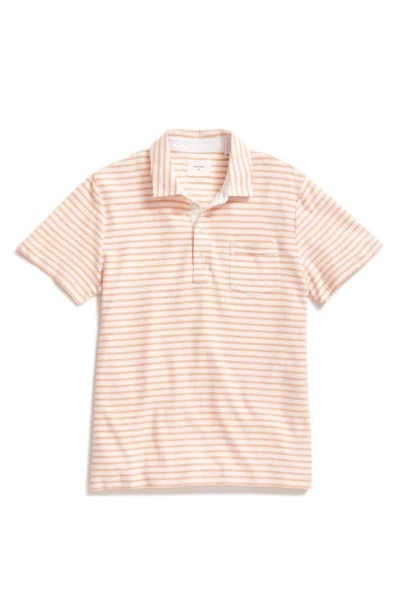 Billy Reid Reverse Stripe Hemp & Cotton Polo In Pale Coral