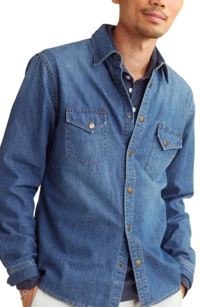 Billy Reid Rosedale Denim Snap-up Shirt In Light Indigo