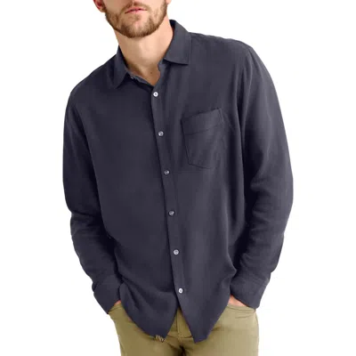 Billy Reid Rosedale Standard Fit Textured Silk & Cotton Button-up Shirt In Blue