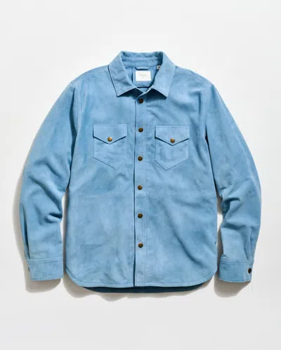 Billy Reid Savoy Featherweight Suede Workshirt In Purple