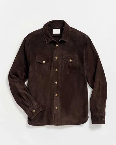 Billy Reid Savoy Suede Workshirt In Brown