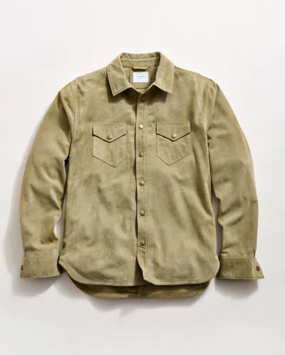 Billy Reid Savoy Suede Workshirt In Green