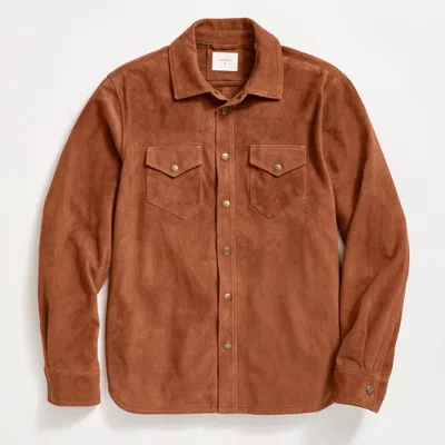 Billy Reid Savoy Suede Workshirt In Brown